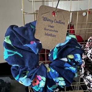 Whimsy Creations Floral Blue Hair Scrunchie medium